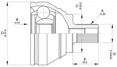 OPEN PARTS cvj553610 -  Шарнирный комплект, приводной вал